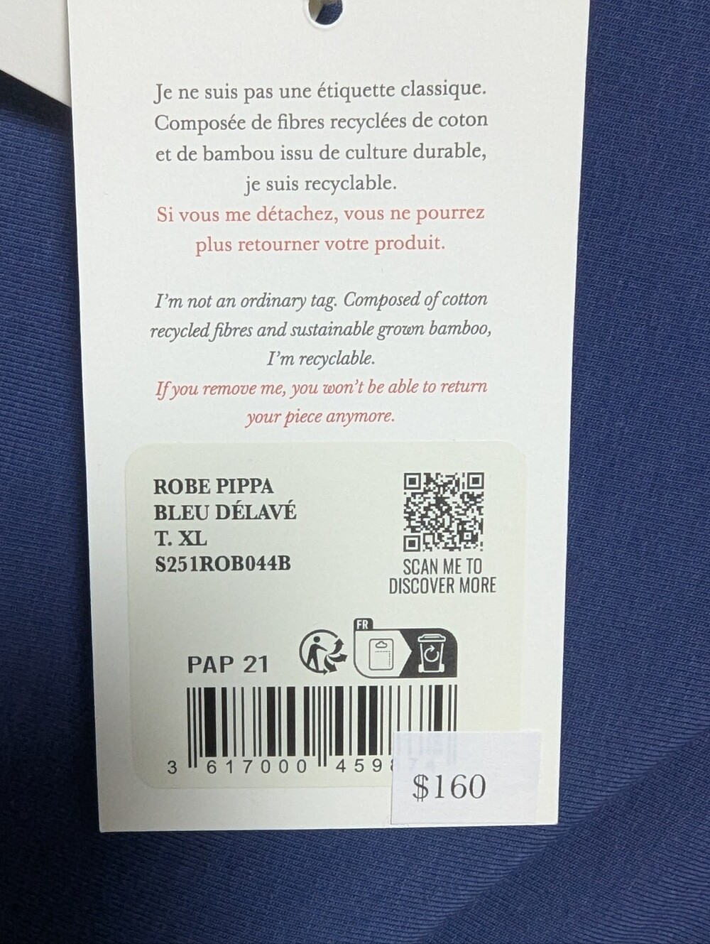 NWT Sezane Pippa Long Jersey Dress Size XL Washed Blue Short Sleeve - Picture 3 of 5